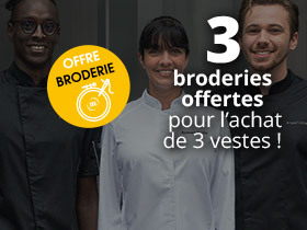 Offre broderie - 3 broderies offertes pour l'achat de 3 vestes !