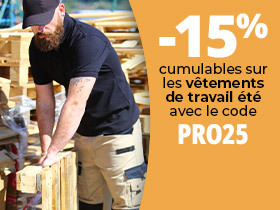 Promotion -15% sur les vêtements de travail été avec le code PRO25