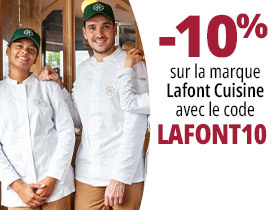 -10%* sur la marque Lafont Cuisine dès 80€ d’achats avec le code LAFONT10 ! *Jusqu’au 14 septembre 2025 ! Hors autres codes de réductions, offres broderie et "exclus web".