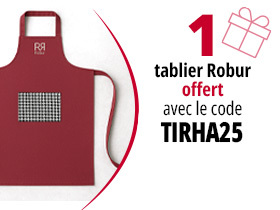 Recevez 1 tablier Robur avec le code TIRHA25 !