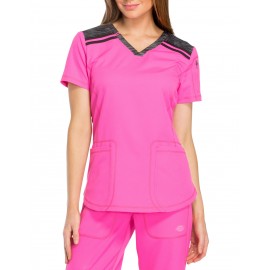 Blouse Médicale Col V Rose Dynamix - DICKIES