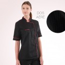 Veste de cuisine femme dos aéré liseré rose - MANELLI