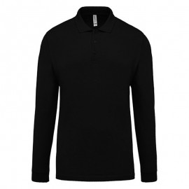 Polo de Travail Coton Manches Longues Homme Noir - TOPTEX