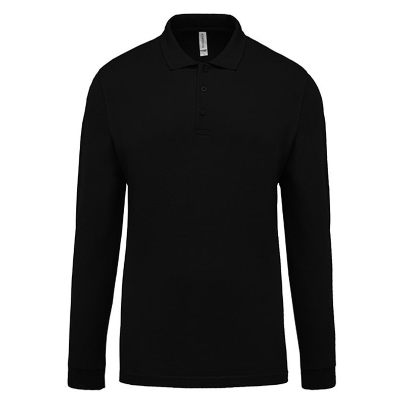 Polo de Travail Coton Manches Longues Homme Noir TOPTEX