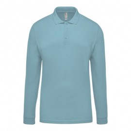 Polo de Travail Coton Bleu Ciel Manches Longues Homme - TOPTEX