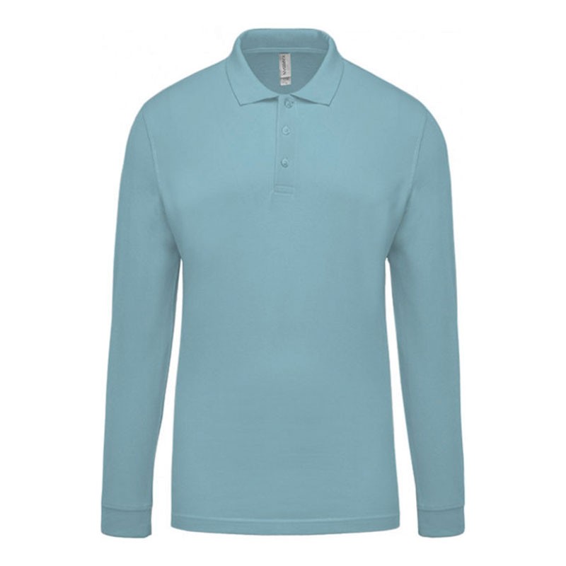 Polo de Travail Coton Bleu Ciel Manches Longues Homme TOPTEX