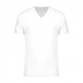 T-shirt de Travail Blanc 100% Coton Bio Col V Homme - TOPTEX