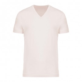 T-shirt de Travail Beige 100% Coton Bio Col V Homme - TOPTEX
