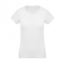 T-shirt de Travail Blanc 100% Coton Bio Col Rond Femme - KARIBAN