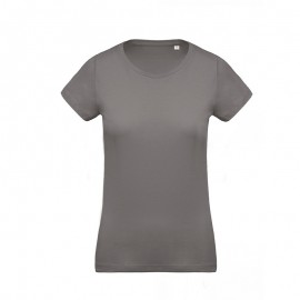 T-shirt de Travail Gris 100% Coton Bio Col Rond Femme - TOPTEX