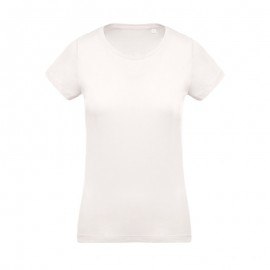 T-shirt de Travail Femme Beige 100% Coton Bio Col Rond - TOPTEX