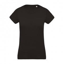 T-shirt de Travail Noir 100% Coton Bio Col Rond Femme - TOPTEX