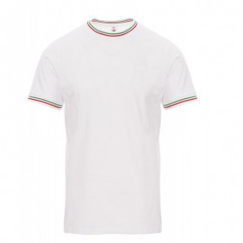 Tee-Shirt de Travail Coton Homme Blanc Col Tricolore Italien - PAYPERWEAR
