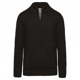 Cardigan Homme Pull Zip Doublé Polaire Noir - TOPTEX