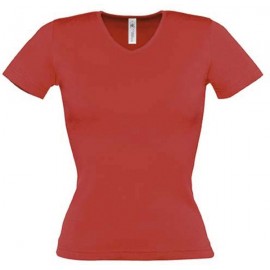 Tee Shirt de Travail Femme Col V Rouge - TOPTEX