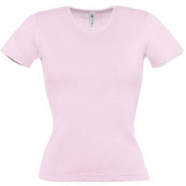 Tee shirt de Travail Femme Col V Rose T-XS - TOPTEX