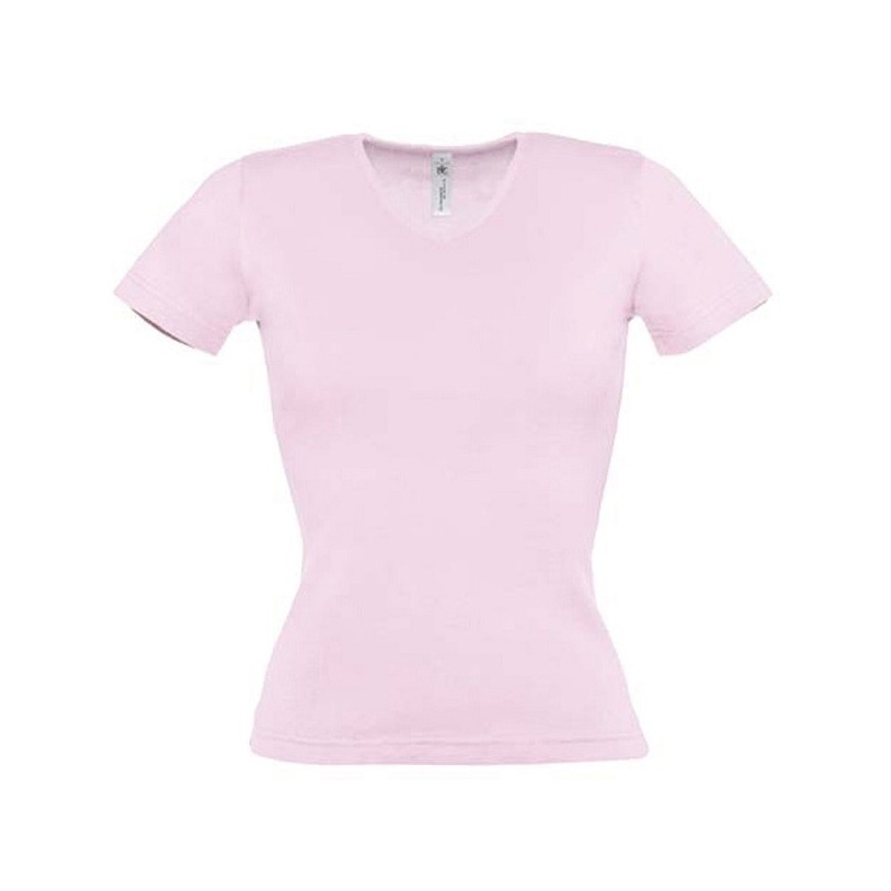 Tee shirt de travail femme col v rose