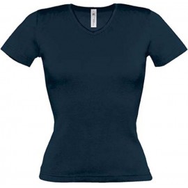 Tee Shirt de Travail Femme Col V Bleu Marine - TOPTEX