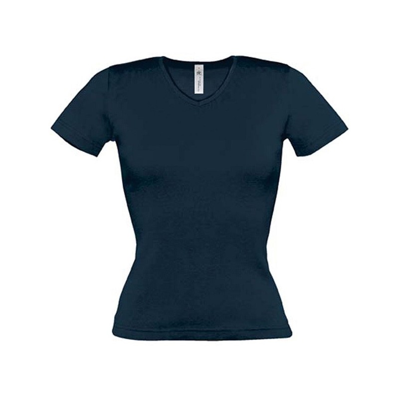Tee shirt de travail femme col v bleu marine