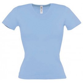 Tee Shirt de Travail Femme Col V Bleu Ciel - TOPTEX