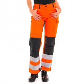 Pantalon de Travail Femme Haute Visibilité Orange / Noir - ADOLPHE LAFONT