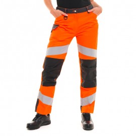 Pantalon de Travail Femme Haute Visibilité FluoTech Orange Gris - CEPOVETT