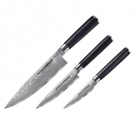 Set de 3 Couteaux Chef 20cm + Utilitaire 9 et 12cm Damascus - SAMURA