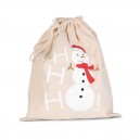 sac de noel beige bonhomme de neige