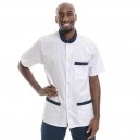 Blouse médicale blanche à détails marine pour homme