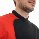 Veste de cuisine homme modèle Dual en noir et rouge à manches courtes Manelli