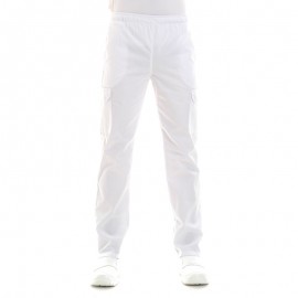 Pantalon de cuisine blanc poches latérales - MANELLI