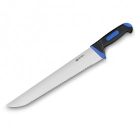 Couteau poisson cranté 35cm manche bi-matière bleu - FISCHER