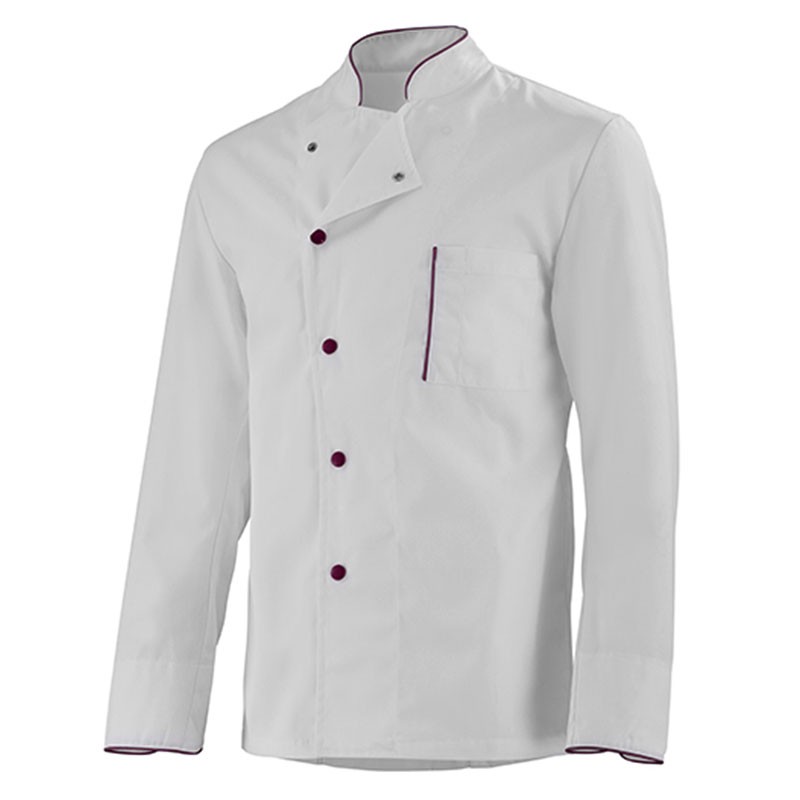 Veste de cuisine professionnelle blanche lafont boutons bordeaux