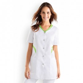 Blouse Médicale Manches Courtes Blanc et Vert - CLINIC DRESS