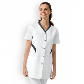 Blouse médicale manches courtes blanc/navy - CLINIC DRESS