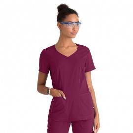 Tunique Médicale Femme Manches Courtes Col Sport Vin - GREY'S ANATOMY by BARCO