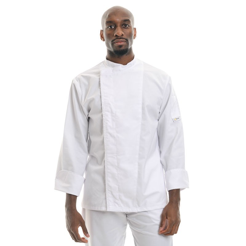 Veste de cuisine blanche manches longues 100% coton modèle guillaume Manelli