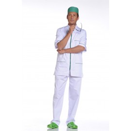 Tunique Médicale Homme Blanche Fermeture Eclaire - OURY
