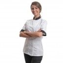 Veste de cuisine blanche pour femme à manches courtes - Gamme Jena de la marque Manelli