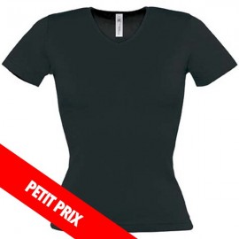 Tee Shirt de Travail Femme Col V Noir - TOPTEX