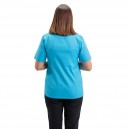Dos Veste de Cuisine Femme Californie Manches Courtes Bleu Turquoise - MANELLI