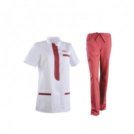 Tenue Médicale Complète Femme Blouse et Pantalon Cassis - CLEMIX BY LAFONT