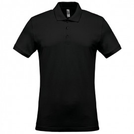 Polo Piqué Homme Manches Courtes 100% Coton Noir - KARIBAN