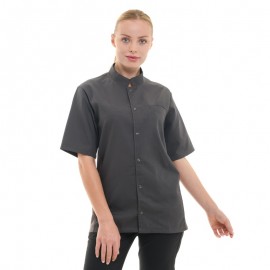 Veste de Cuisine Femme Gaufrée Malaga Manches Courtes Grise - MANELLI