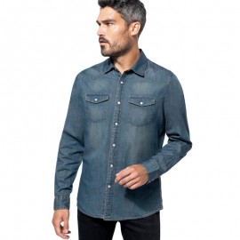 Chemise Service Denim Homme Manches Longues - TOPTEX