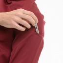 Zoom poche stylo Veste de cuisine à manches courtes bordeaux