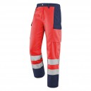 Pantalon de Travail Unisexe Haute Visibilité Fluo Base XP Rouge fluo et Bleu Marine CEPOVETT