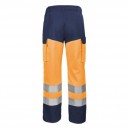 Dos Pantalon de Travail Unisexe Haute Visibilité Fluo Base XP Orange FLuo et Bleu Marine CEPOVETT