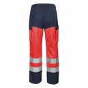 Dos Pantalon de Travail Unisexe Haute Visibilité Fluo Base XP Rouge fluo et Bleu Marine CEPOVETT