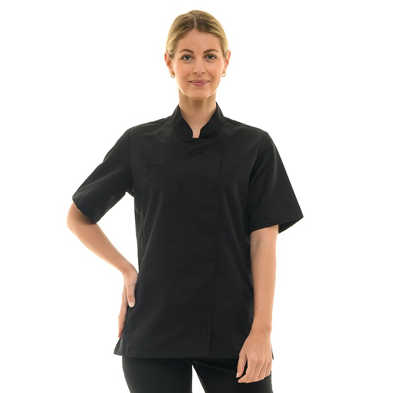 Veste de Cuisine Femme à Manches Courtes Noire